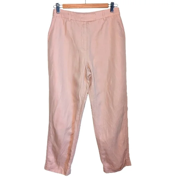 FRANK & OAK Big Cuff Linen Light Peach Trouser Pants Size 6 - Picture 3 of 13